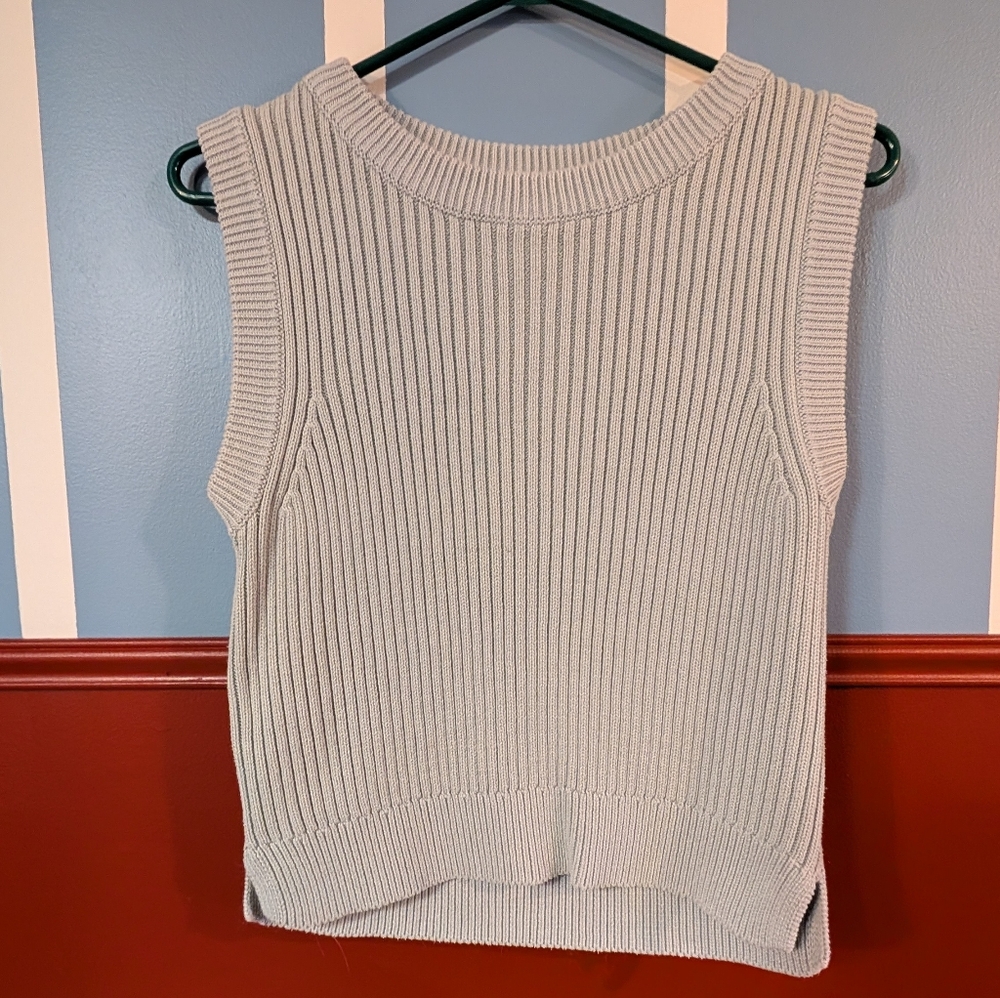Monki Knit Sweater Vest In Light Blue